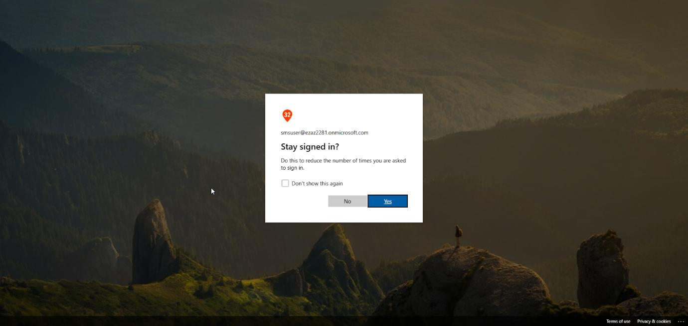 Successful sign-in landing on My account home page reached without ever typing a password or a UPN