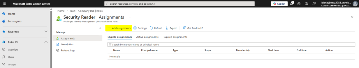 Add assignments page Membership step with the link to select members highlighted at the top