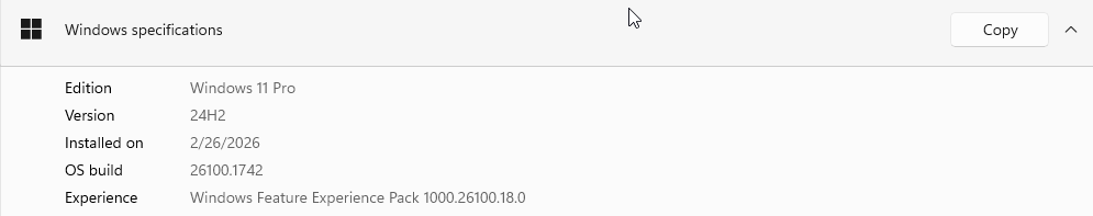 Windows 11 Settings System About page showing Windows Specifications with Edition Pro confirming Entra Join is supported
