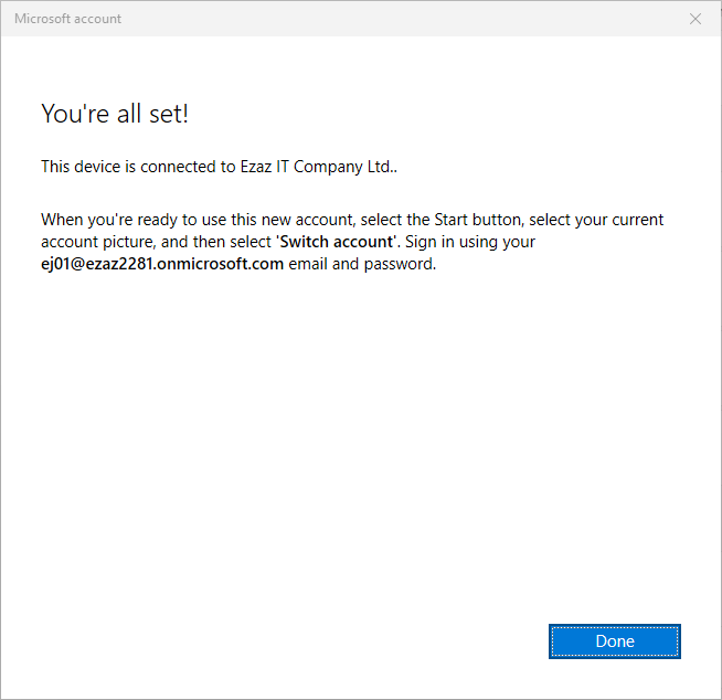 Successful join confirmation dialog with Make sure this is your organization message before completing