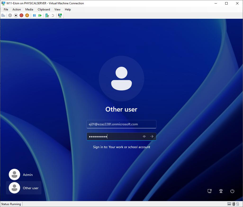 Windows lock screen with Other user link clicked at the bottom left to allow signing in with the new Entra ID account