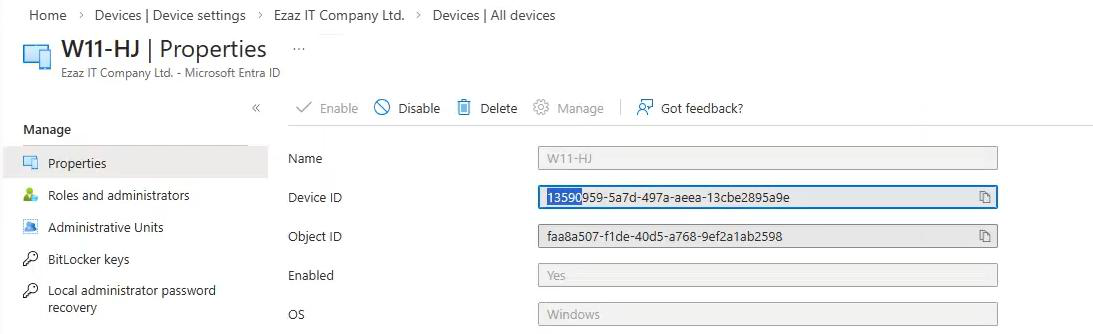 Side by side comparison view showing the same GUID value appearing in three places the certificate Subject from certlm.msc the objectGUID from ADUC Attribute Editor and the Device ID in Entra Admin Center confirming complete Hybrid Join consistency across all three sources of truth