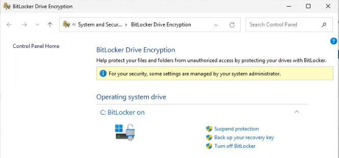 Windows BitLocker recovery key save dialog displayed during initial BitLocker enablement allowing the user or admin to print or save the 48 digit recovery key to a file before the encryption process actually begins on the volume