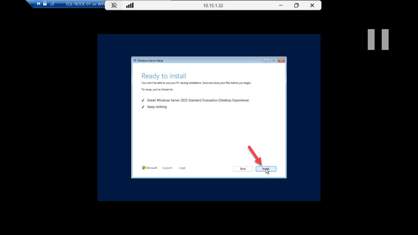 Windows Setup installation progress screen showing files being copied and features prepared