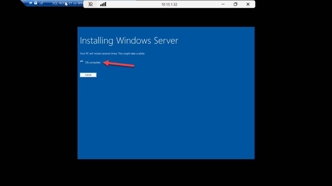 Windows Setup completion screen waiting for first boot after multiple restarts during install