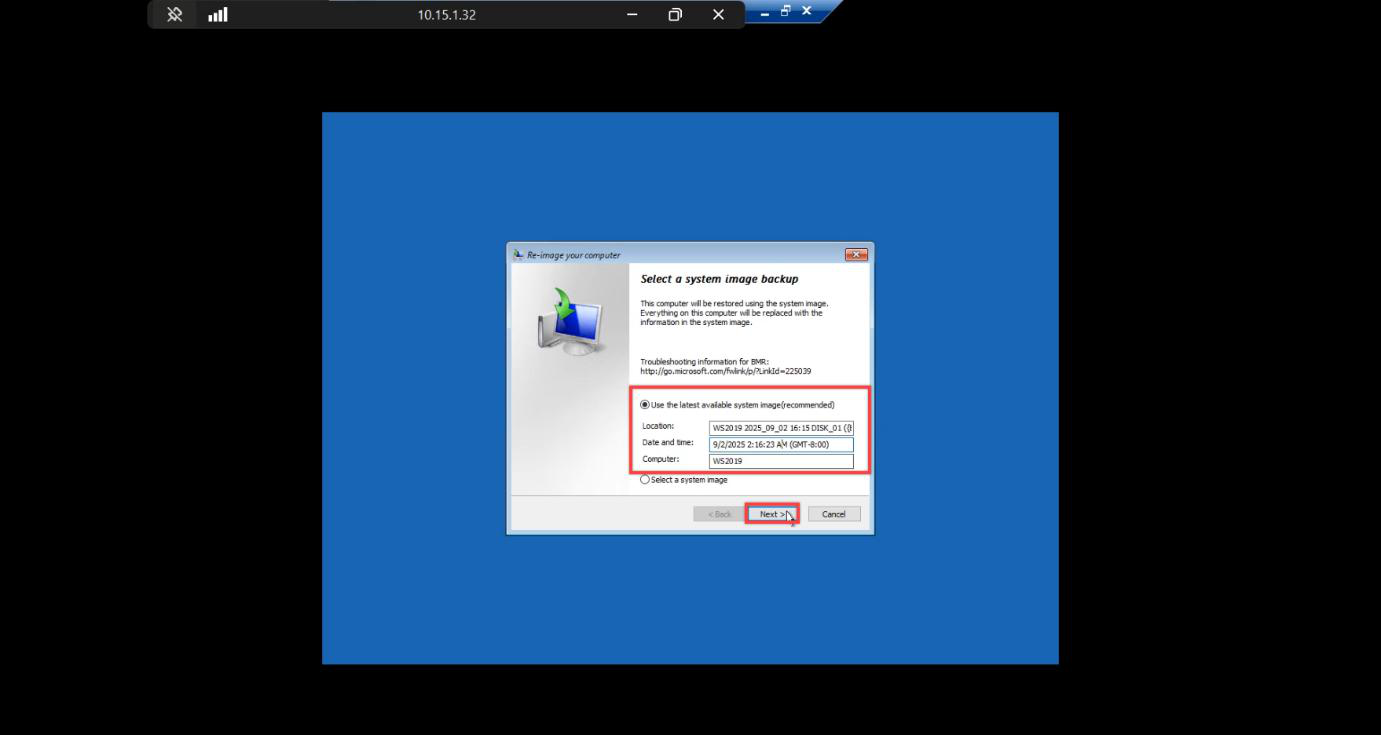 WinRE Troubleshoot Advanced options screen with System Image Recovery tile highlighted