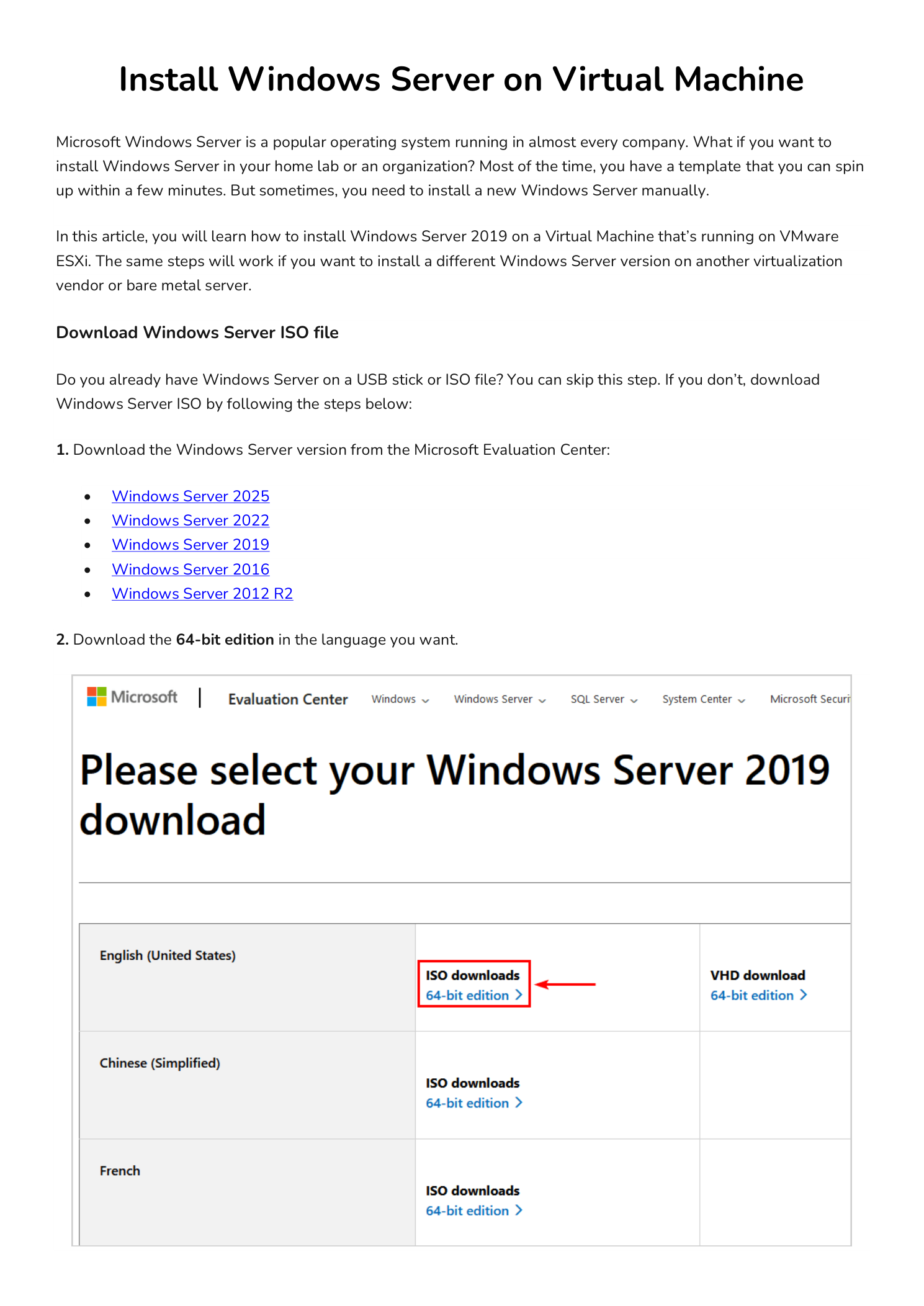 Microsoft Evaluation Center - Download Windows Server ISO